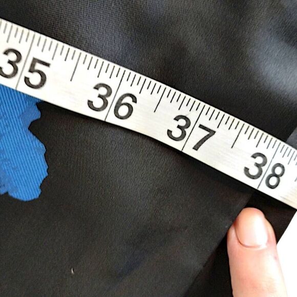 ALEX Womens Dress Sz 6 Evenings Black Blue Floral Sheath Cap Sleeves Taffeta - Picture 10 of 14